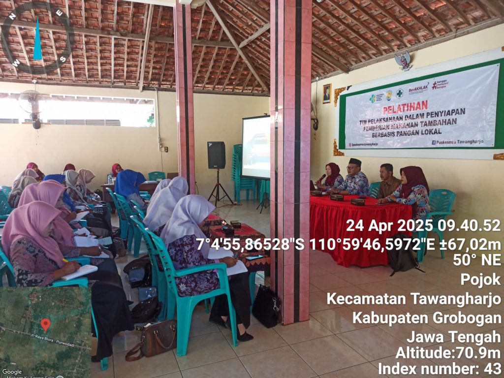 PERTEMUAN TIM PELAKSANAAN DALAM PENYIAPAN PEMBERIAN MAKANAN TAMBAHAN BERBASIS PANGAN LOKAL UPTD PUSKESMAS TAWANGHARJO KABUPATEN GROBOGAN
