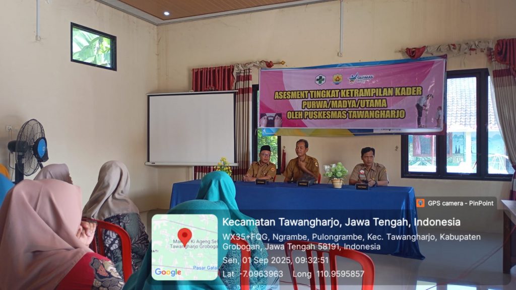 ASESMENT TINGKAT KETRAMPILAN KADER PURWA/MADYA/UTAMA OLEH PUSKESMAS TAWANGHARJO DI DESA PULONGRAMBE